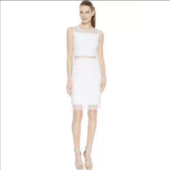 Calvin Klein White Dress with Sheer cutout - Picture 8 of 11